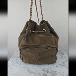 Urban Expressions Suede Drawstring Backpack - Brown